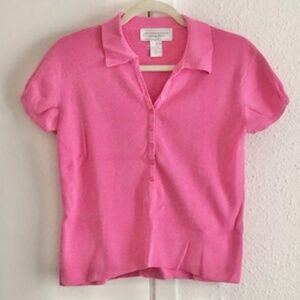 Women’s pink cotton short sleeve blouse top - size medium
